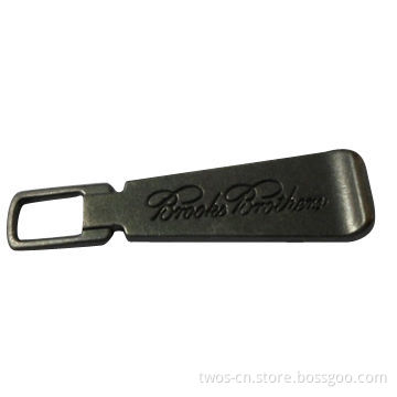 Metal zipper slider with fancy logo on it, customized sizes and colors are accepted